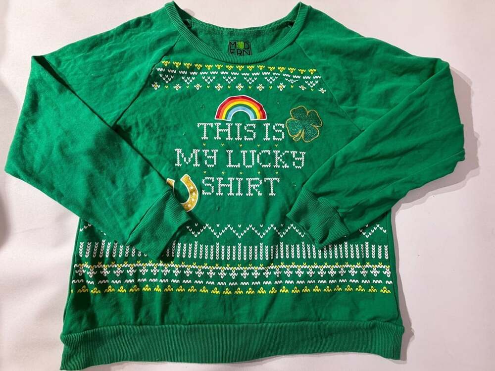 Modern Lux St Patricks Day Lucky Shirt Sweatshirt Green Shamrock Womens XXL
